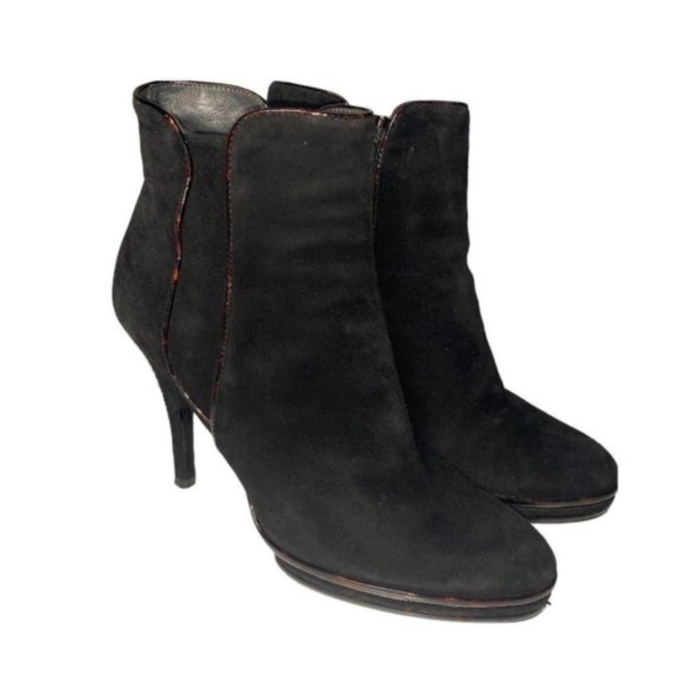 Stuart Weitzman Heeled Ankle Boots Women's Size 10 Black Suede Platform Stiletto
